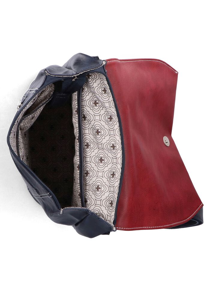 Rieker, ryggs&auml;ck, dam, med f&auml;rgglada applikationer MARINBL&Aring;-BORDEAUX